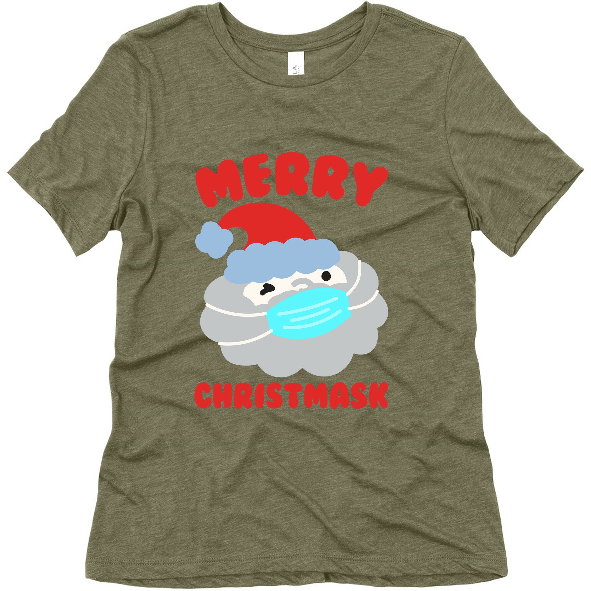 Merry Christmask White Print Women's Triblend Tee